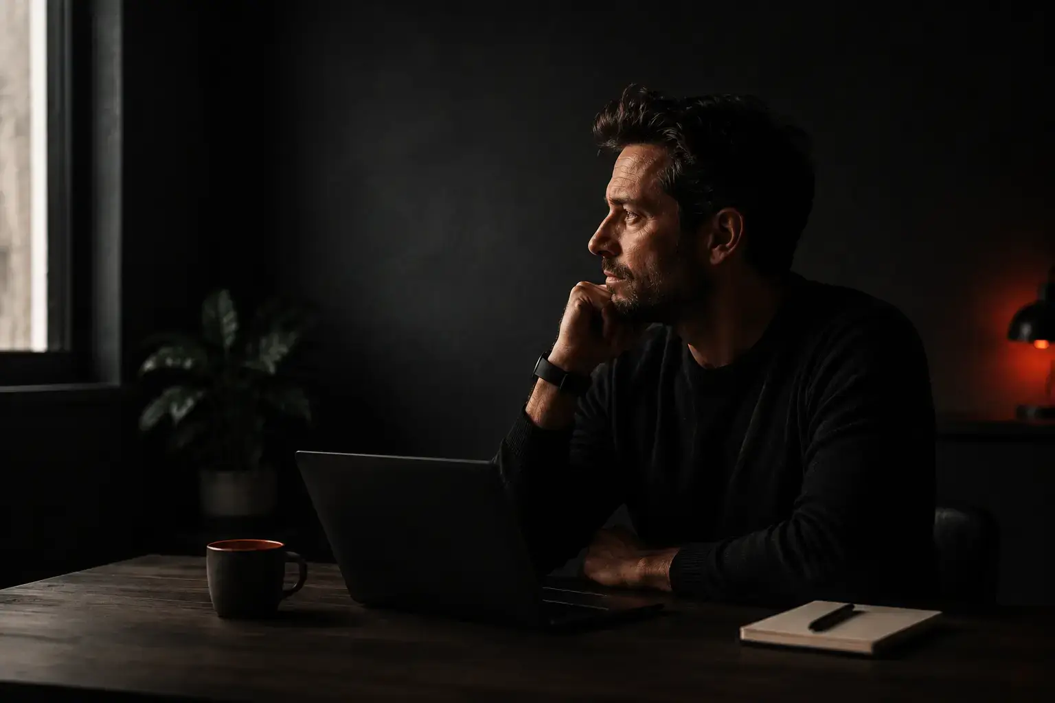 A business owner reading through a written SEO proposal at a desk