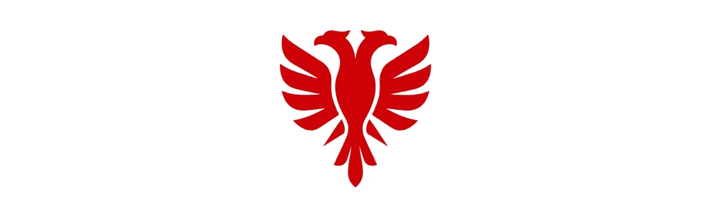 Albanien.Shop logo, a red double-headed eagle