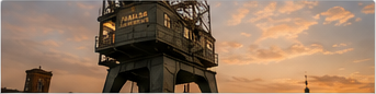 Faralda Crane Hotel in Amsterdam at sunset