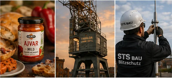Gerti Foods ajvar, Faralda Crane Hotel, and an STS Bau installer